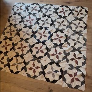 Antique 1920s–30s Depression Era Hand Pieced Quilt Blocks 25 Pc Partial Top 57”